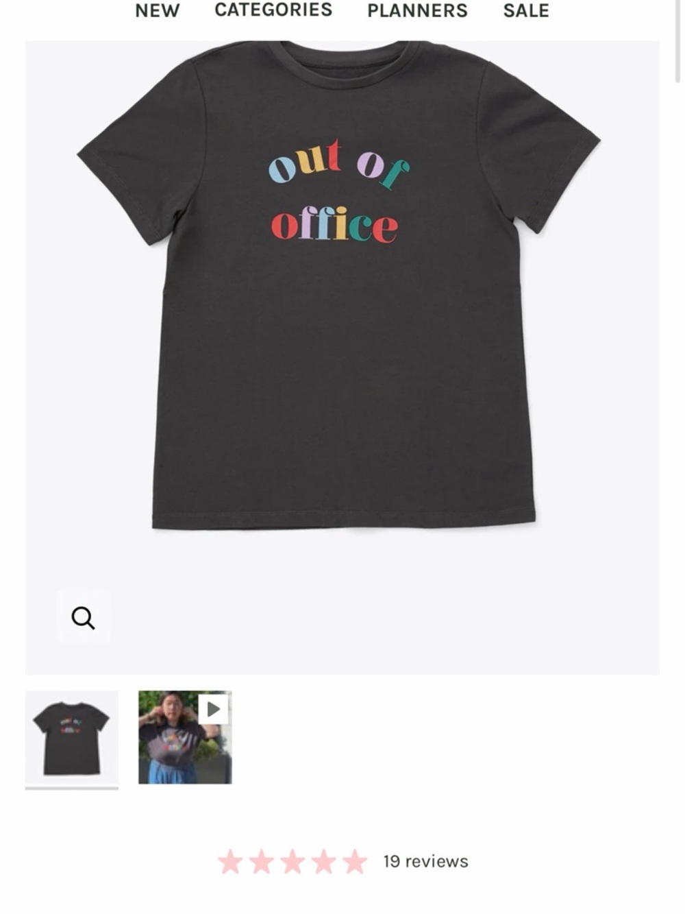 ban.do Charcoal Short-Sleeve Tee with Multicolor "Out of Office" Graphic